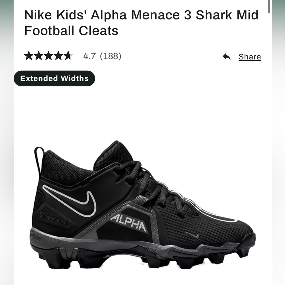 Nike Alpha Menace 3 Shark football cleats Sz 3W